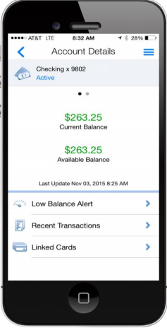 Image of Account Details screen in CardValet app.