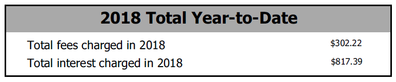Image of credit card statement year-to-date total fees and interest